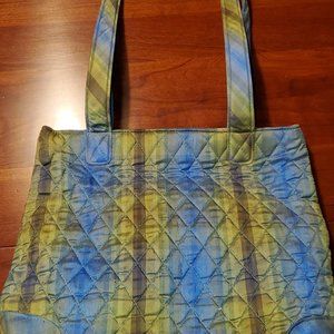 Vera Bradley silk purse in plaid (greens and blues)